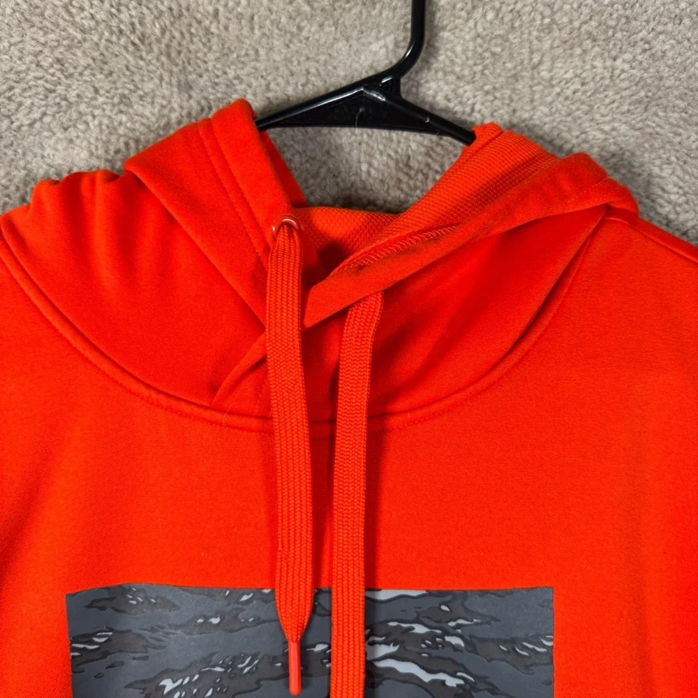 The North Face Hoodie Mens XL Orange Camo Box Logo Pullover Sweatshirt Casual